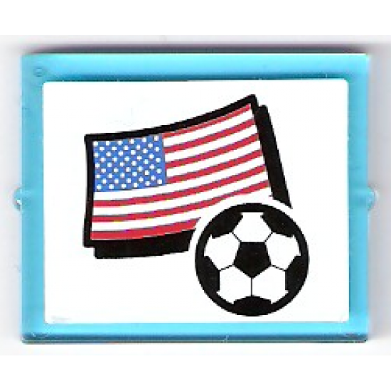 Glass for Window 1 x 4 x 3 with Flag of USA and Soccer Ball on White Background Pattern (Sticker) - Set 3411