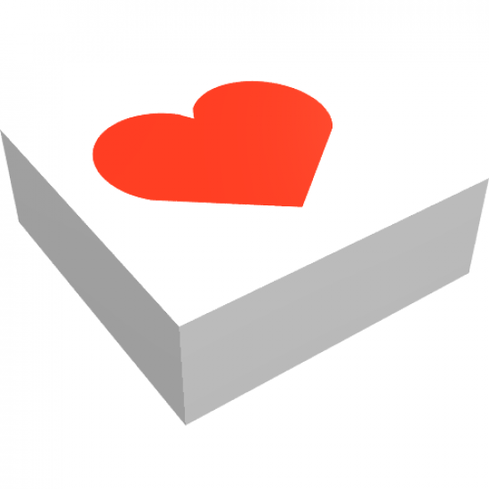Tile 1 x 1 with Red Heart Pattern
