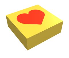 Tile 1 x 1 with Red Heart Pattern