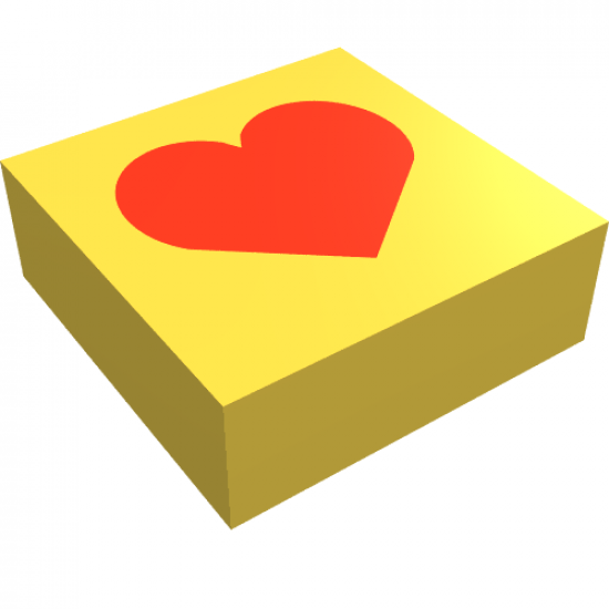 Tile 1 x 1 with Red Heart Pattern