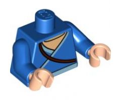 Torso Avatar White Robe Trim and Belt, Brown Strap with Boomerang on Back Pattern / Blue Arms / Light Nougat Hands