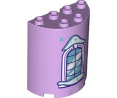 Cylinder Half 2 x 4 x 4 with Curved Lattice Window and Snowflakes Pattern