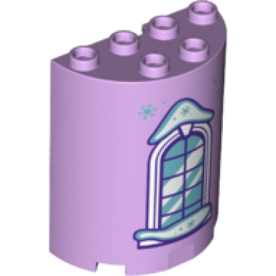 Cylinder Half 2 x 4 x 4 with Curved Lattice Window and Snowflakes Pattern