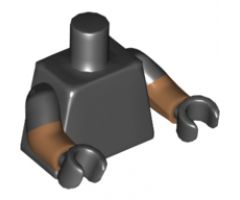Torso Plain / Medium Nougat Arms with Black Short Sleeves Pattern / Black Hands