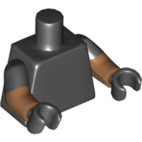 Torso Plain / Medium Nougat Arms with Black Short Sleeves Pattern / Black Hands