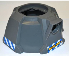 Vehicle Air Blast Launcher Base (Racers) with Blue and White Danger Stripes on Both Sides and Yellow 'AIR BLAST!' Pattern (Stickers) - Set 7970