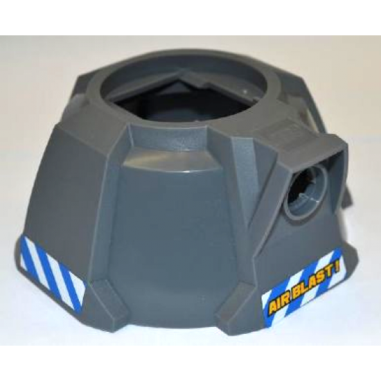 Vehicle Air Blast Launcher Base (Racers) with Blue and White Danger Stripes on Both Sides and Yellow 'AIR BLAST!' Pattern (Stickers) - Set 7970