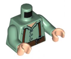 Torso LotR Button Shirt with Brown Suspenders Pattern (Frodo) / Sand Green Arms / Light Nougat Hands