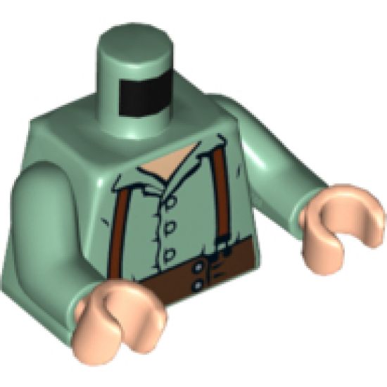 Torso LotR Button Shirt with Brown Suspenders Pattern (Frodo) / Sand Green Arms / Light Nougat Hands