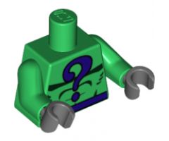 Torso Batman Dark Purple Question Mark and Belt Pattern / Green Arms / Dark Bluish Gray Hands