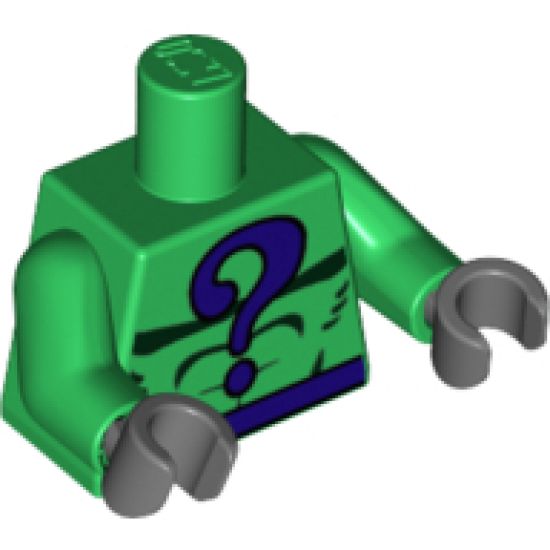 Torso Batman Dark Purple Question Mark and Belt Pattern / Green Arms / Dark Bluish Gray Hands