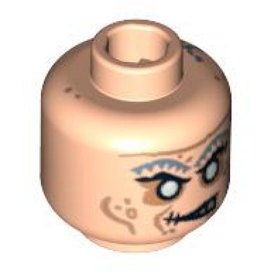 Minifigure, Head Alien with PotC Zombie with Silver Eyes and Light Gray Eyebrows Pattern - Blocked Open Stud