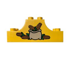 Duplo, Brick 2 x 6 x 2 Curved Ends with Sack of Corn Pattern