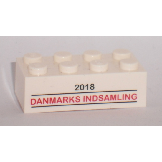 Brick 2 x 4 with Danmarks Indsamling 2018 Pattern