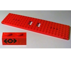 Train Base 6 x 24 with 3 Round Holes Each End with Black Train Logo Pattern at Each End on Both Sides (Stickers) - Set 2126