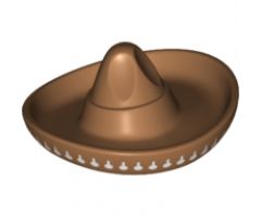 Minifigure, Headgear Hat, Mexican Sombrero with White Maracas Trim Pattern