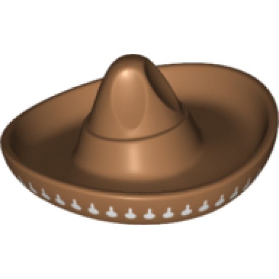 Minifigure, Headgear Hat, Mexican Sombrero with White Maracas Trim Pattern