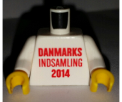 Torso 'DANMARKS INDSAMLING 2014' on Front, Lego Logo on Back Pattern / White Arms / Yellow Hands
