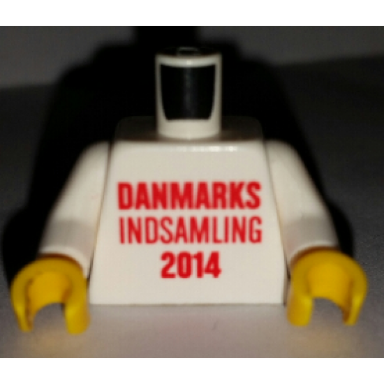 Torso 'DANMARKS INDSAMLING 2014' on Front, Lego Logo on Back Pattern / White Arms / Yellow Hands
