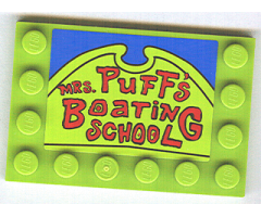 Tile, Modified 4 x 6 with Studs on Edges with 'MRS. PUFF'S BOATING SCHOOL' Pattern (Sticker) - Set 4982