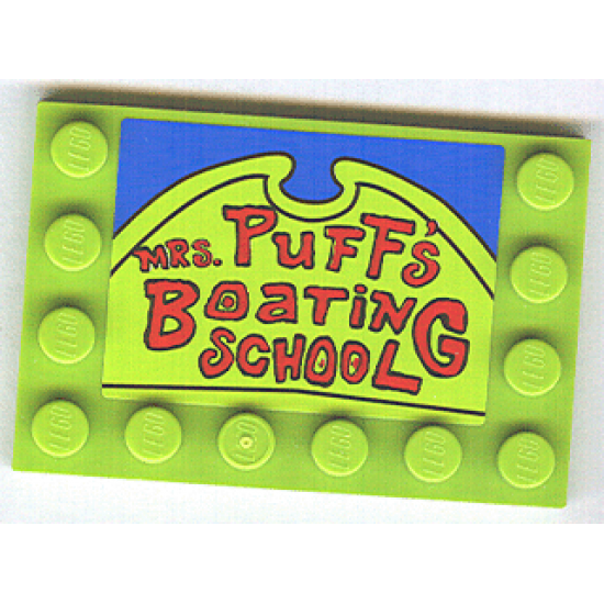 Tile, Modified 4 x 6 with Studs on Edges with 'MRS. PUFF'S BOATING SCHOOL' Pattern (Sticker) - Set 4982