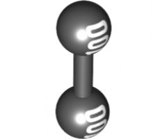 Minifigure, Utensil Barbell with White '100' Pattern