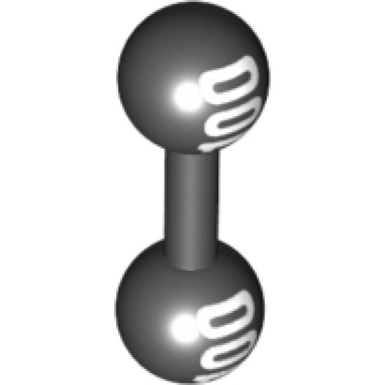 Minifigure, Utensil Barbell with White '100' Pattern