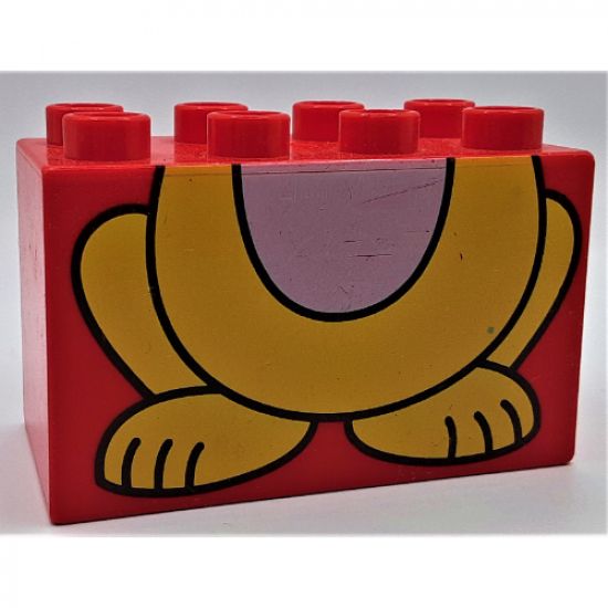 Duplo, Brick 2 x 4 x 2 with Cat Body Pattern, Legs Bottom