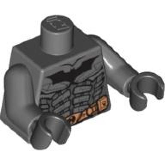Torso Batman Logo with Body Armor and Copper Belt Pattern / Dark Bluish Gray Arms / Black Hands