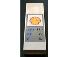 Brick 1 x 2 x 5 with Shell Logo and Car Wash Price Table Pattern (Sticker) - Set 1255
