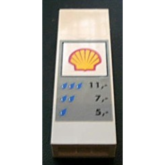 Brick 1 x 2 x 5 with Shell Logo and Car Wash Price Table Pattern (Sticker) - Set 1255