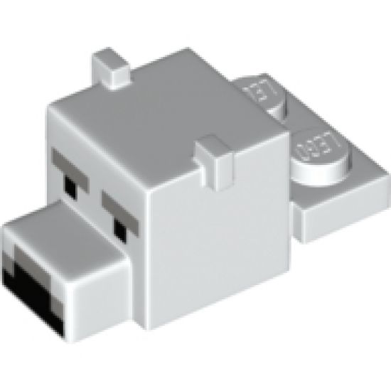 Animal, Body Part Creature Head Pixelated Polar Bear with Face Pattern (Minecraft Polar Bear)