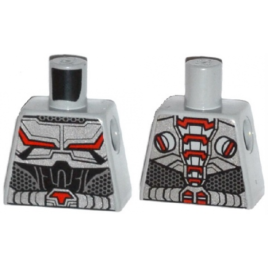 Torso Armor with Black and Red Lines on Chest and Silver Belt with Red Buckle Pattern