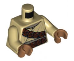 Torso SW Tusken Raider with Reddish Brown Diagonal Belt with Pouches Pattern / Tan Arms / Medium Nougat Hands