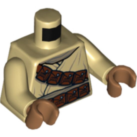 Torso SW Tusken Raider with Reddish Brown Diagonal Belt with Pouches Pattern / Tan Arms / Medium Nougat Hands