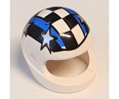 Minifigure, Headgear Helmet Motorcycle (Standard) with Checkered Stripe and 4 Silver Stars Pattern