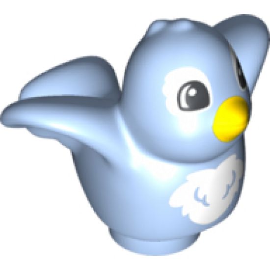 Duplo, Animal Bird with White Chest Pattern, Yellow Beak and Feathered Eye Borders