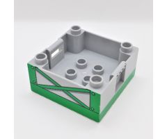 Duplo Container Box 4 x 4 with Studs on Corners with Green Girders Pattern
