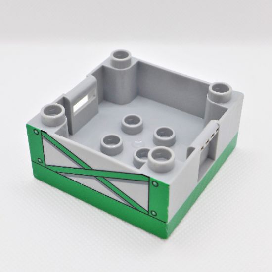 Duplo Container Box 4 x 4 with Studs on Corners with Green Girders Pattern