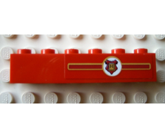 Brick 1 x 6 with Hogwarts Coat of Arms Pattern Right of Center for Model Left Side (Sticker) - Set 10132
