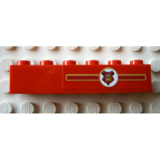 Brick 1 x 6 with Hogwarts Coat of Arms Pattern Right of Center for Model Left Side (Sticker) - Set 10132