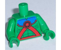 Torso Muscles Outline with Red Straps, Medallion and Blue Top Pattern / Green Arms / Green Hands