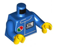 Torso Octan Logo and OIL Front, 2011 The LEGO Store Sunrise, FL Back Pattern / Blue Arms / Yellow Hands