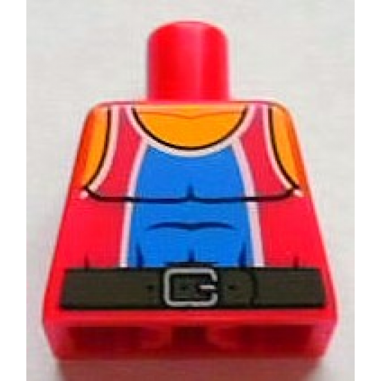 Torso Tank Top with Blue Center Panel and Black Belt Pattern