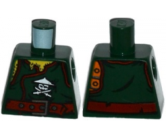 Torso Ninjago Robe with Ninja Skull with Crossed Swords, Chest Hair and Dark Red Belt Pattern