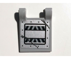 Flag 2 x 2 Square with Black and Light Bluish Gray Danger Stripes and Scratches Pattern Model Right Side (Sticker) - Set 70726
