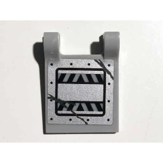 Flag 2 x 2 Square with Black and Light Bluish Gray Danger Stripes and Scratches Pattern Model Right Side (Sticker) - Set 70726