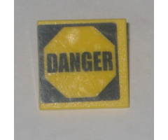 Road Sign 2 x 2 Square with Clip with Black 'DANGER' in Octagon Pattern (Sticker) - Set 4855