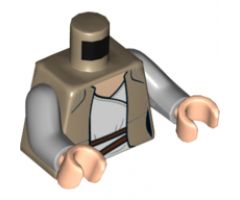 Torso SW Female Outline, LBG Undershirt, Dark Tan Jacket and Dark Brown Two Belts Pattern (Rey) / Light Bluish Gray Arms / Light Nougat Hands