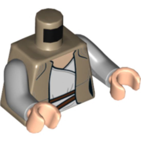 Torso SW Female Outline, LBG Undershirt, Dark Tan Jacket and Dark Brown Two Belts Pattern (Rey) / Light Bluish Gray Arms / Light Nougat Hands